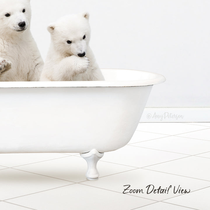 Polar Bear Cubs in Neutral Bath