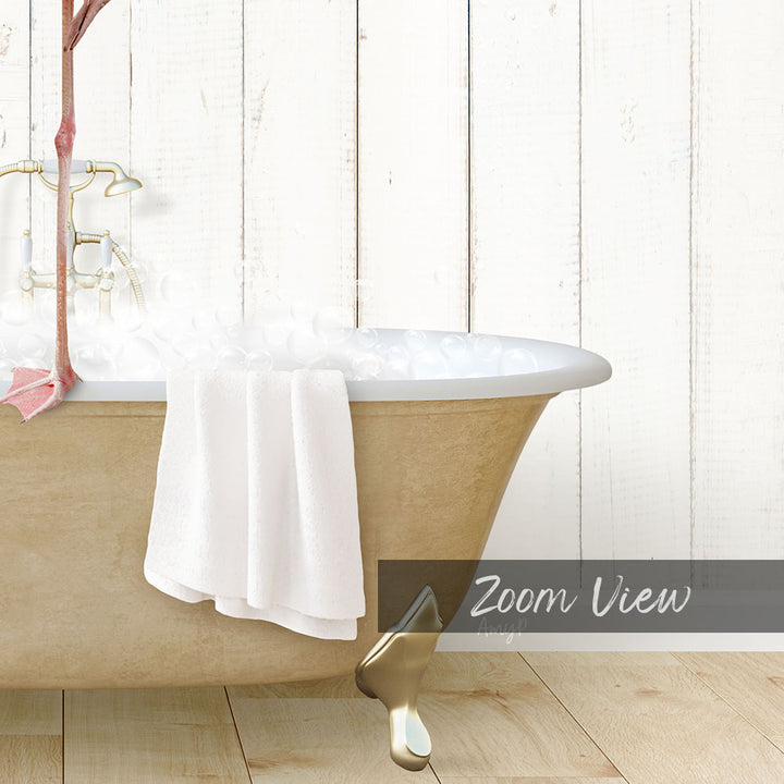 Flamingo in Farmhouse Bath