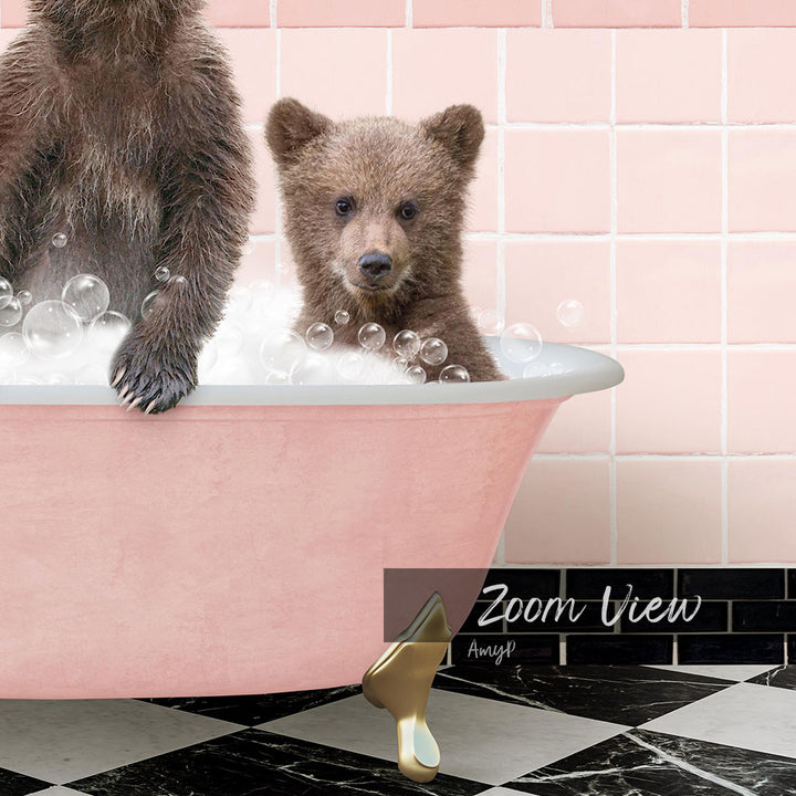Three Bear Cubs in Pink Get Naked Bath