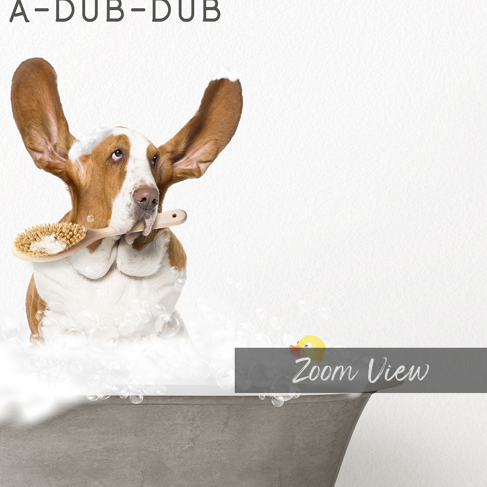 Basset Hound Scrub A-Dub-Dub in Simple Gray Bath