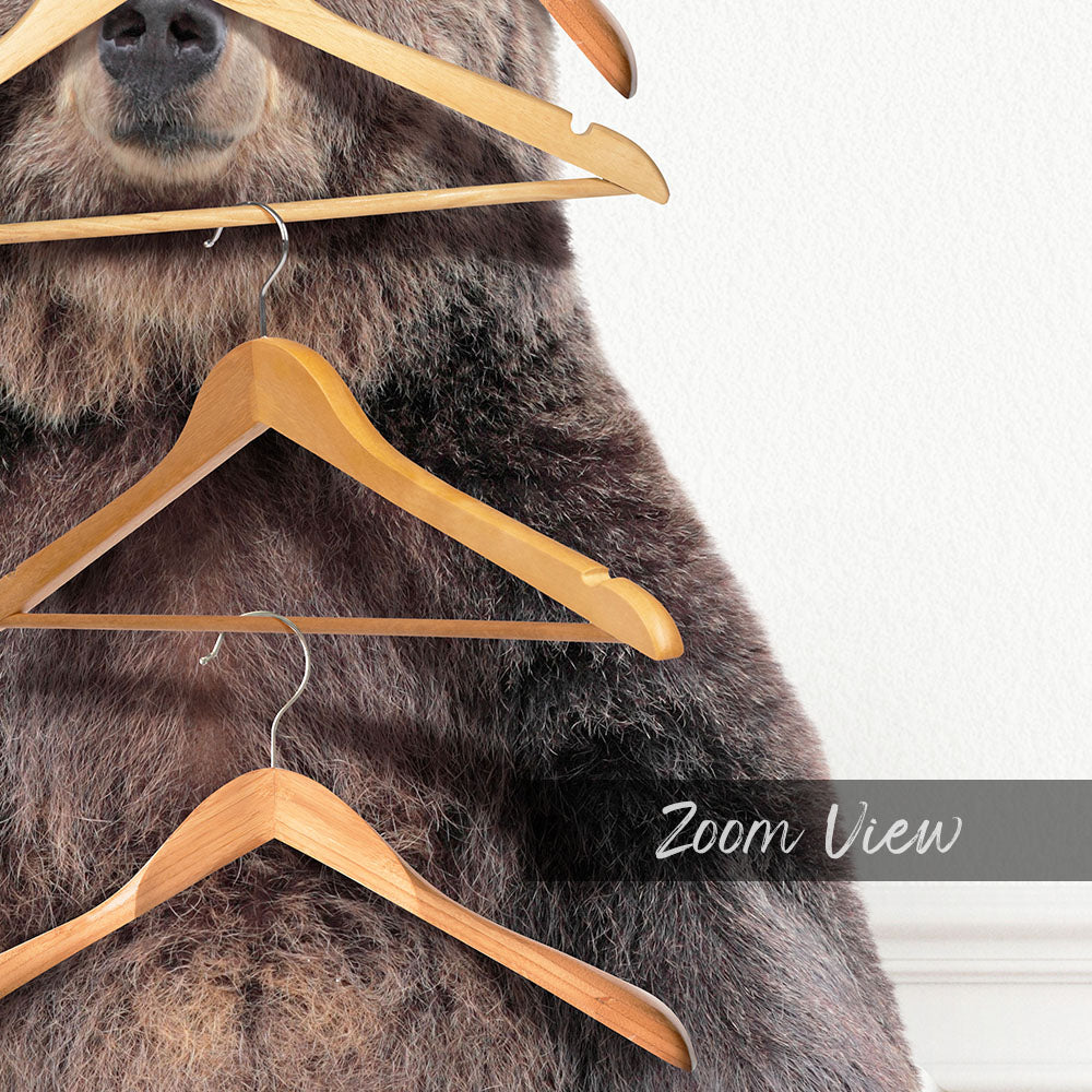 Bear with Clothes Hangers - Simple White Wall