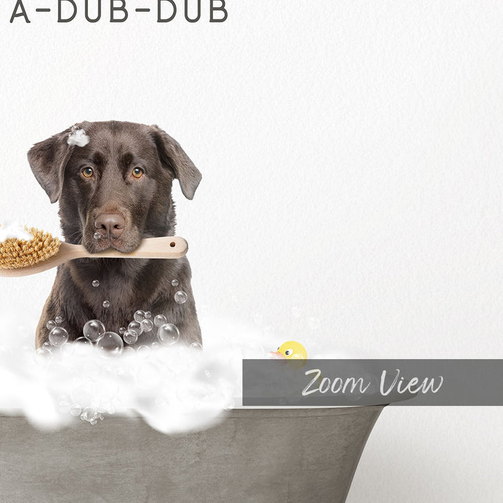 Chocolate Lab Scrub A-Dub-Dub in Simple Gray Bath