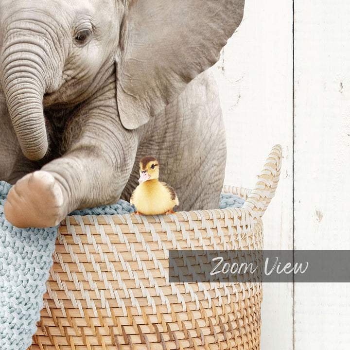 Baby Elephant in Laundry Basket - Farmhouse Wall