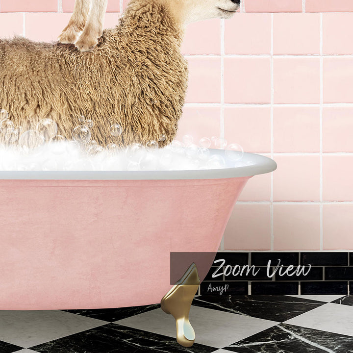 Stacked Farm Animals in Pink Get Naked Bath