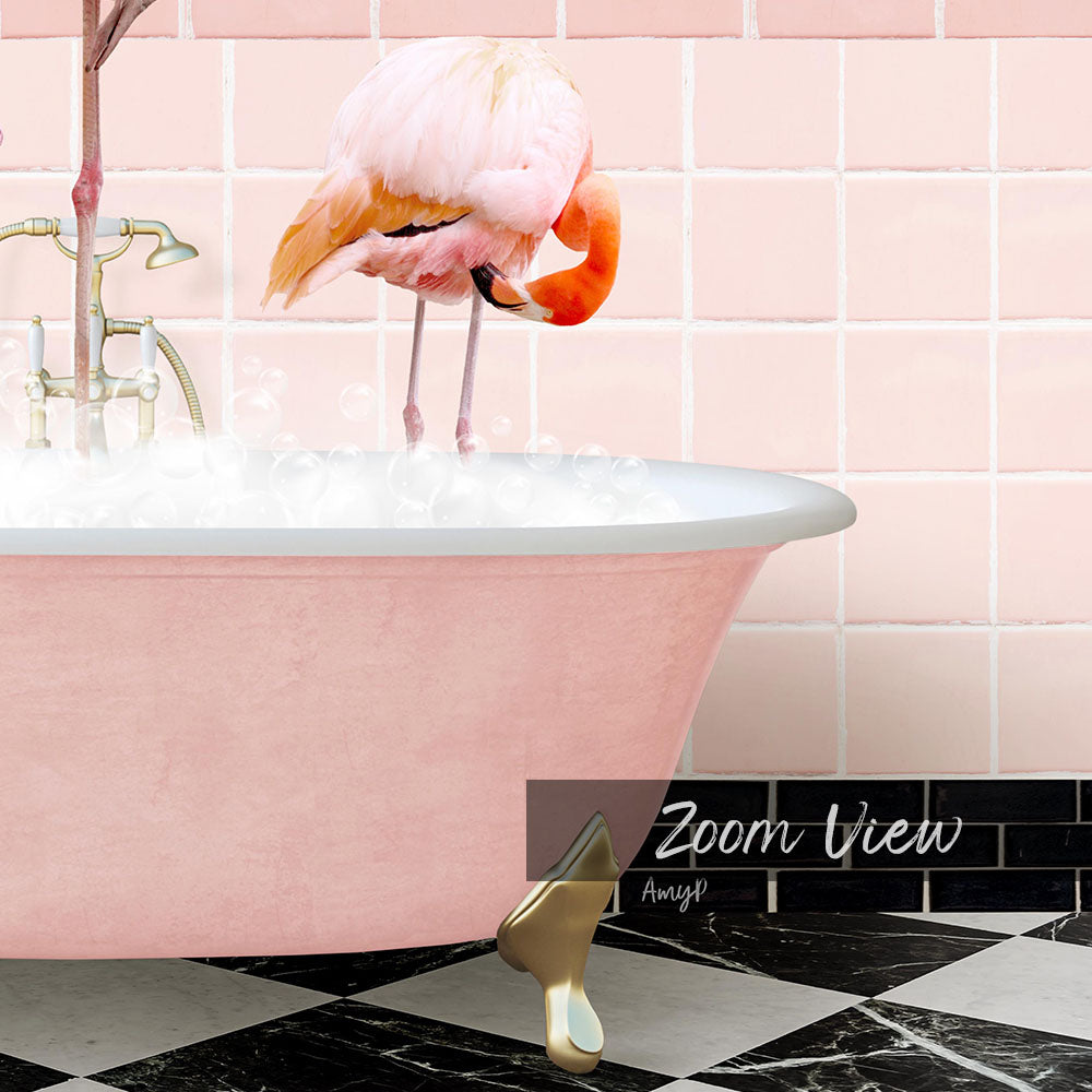 Three Flamingos in Pink Get Naked Bath