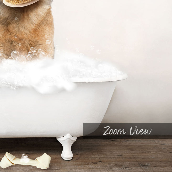German Shepherd in Rustic Bath Style Lots of Foamy Bubbles