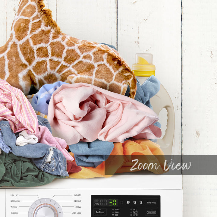 Baby Giraffe on Laundry Clothes Pile on Washing Machine - Farmhouse Wall