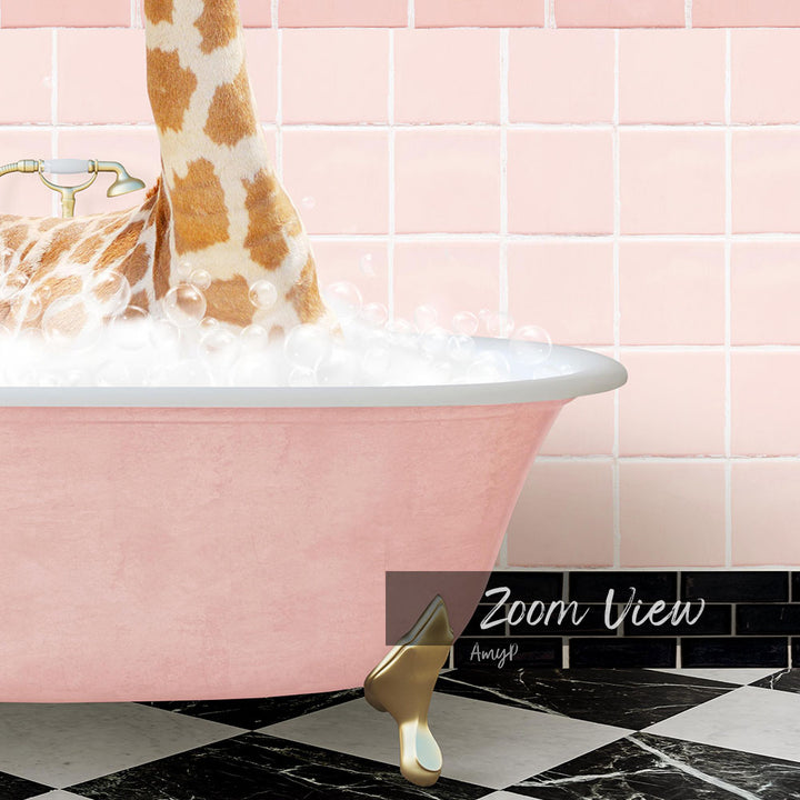 Giraffe in Pink Get Naked Bath
