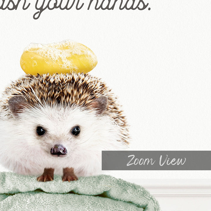 Hedgehog "Wash yer hands" - Bathroom Simple White