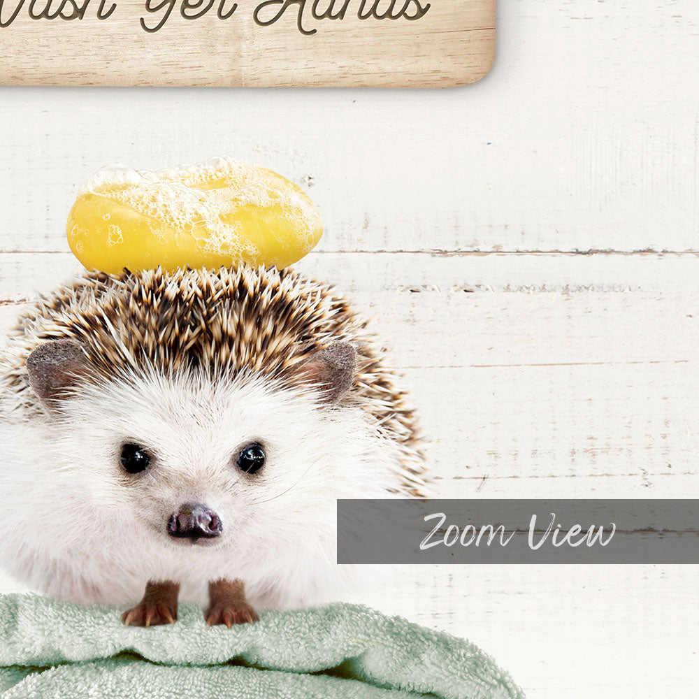 Hedgehog "Wash yer hands" - Bathroom Shiplap