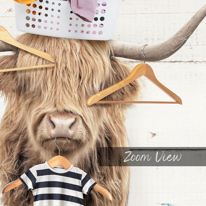Highland Cow Baskethead with Hangers - Farmhouse Wall Funny Sayings