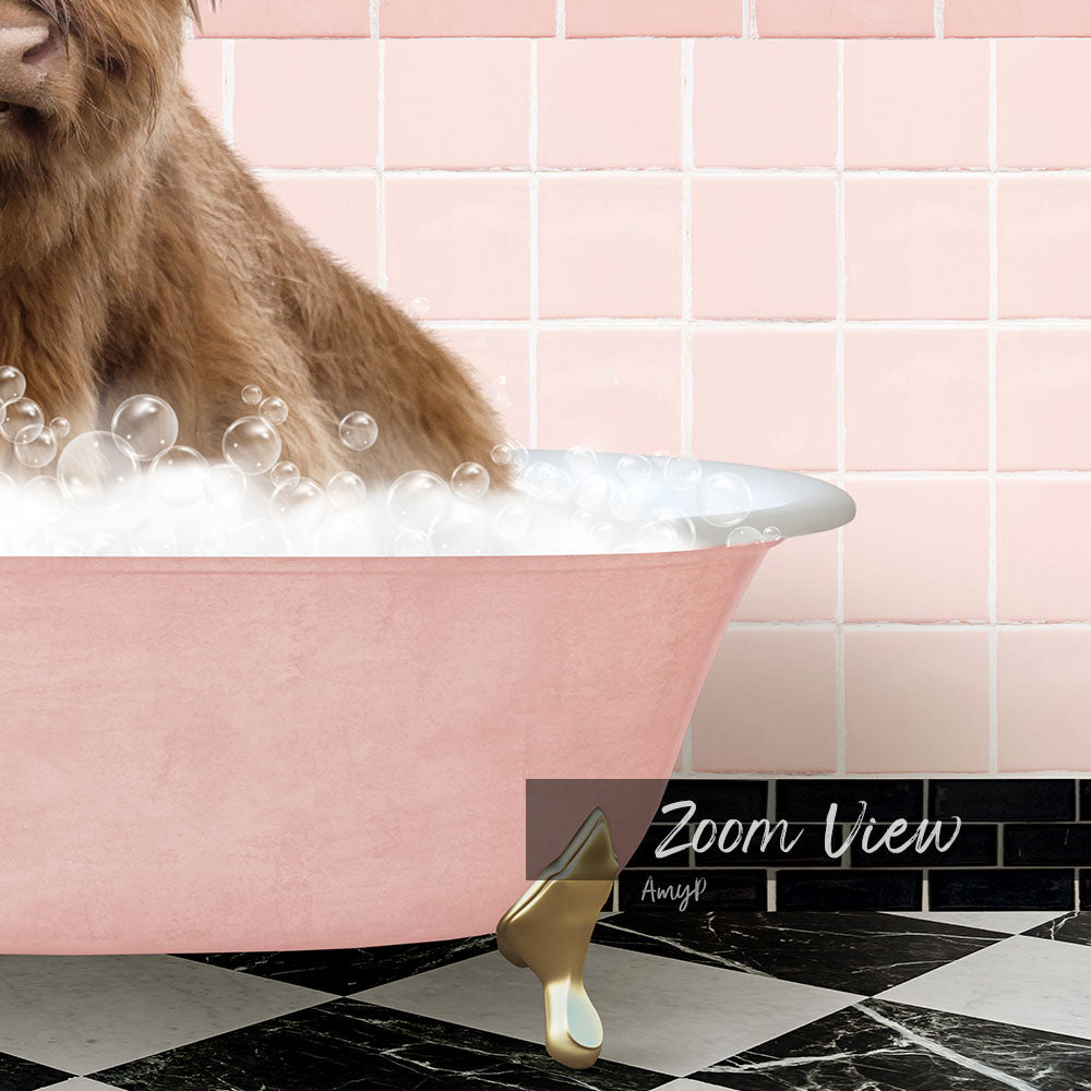 Highland Cow in Pink Get Naked Bath