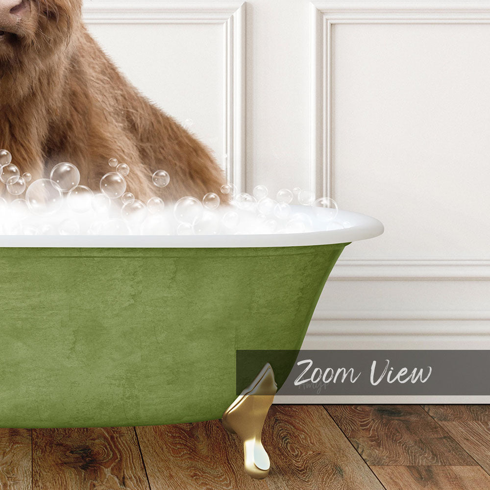 Highland Cow in Transitional Bath Style