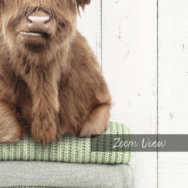 Highland Cow on Folded Sweaters - Farmhouse Wall