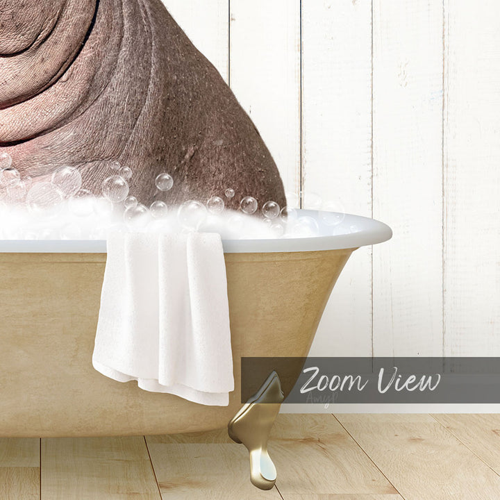 Hippo and Bird in Farmhouse Bath