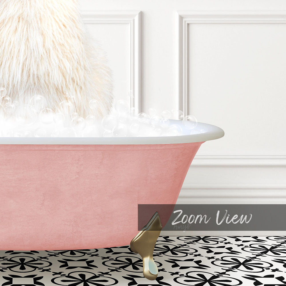 Llama in Stencil Tile with Pink Bathtub Bath