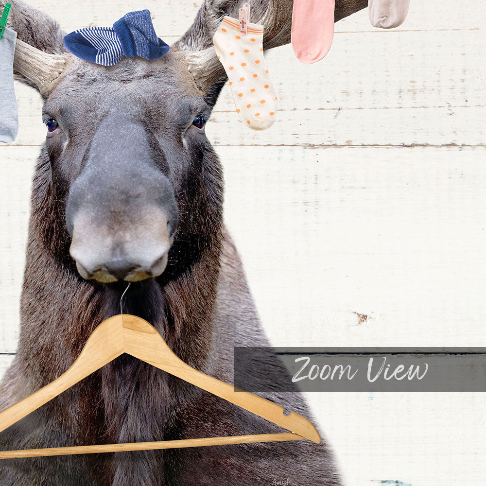 Moose Laundry Socks and Hanger - Farmhouse Wall Funny Sayings