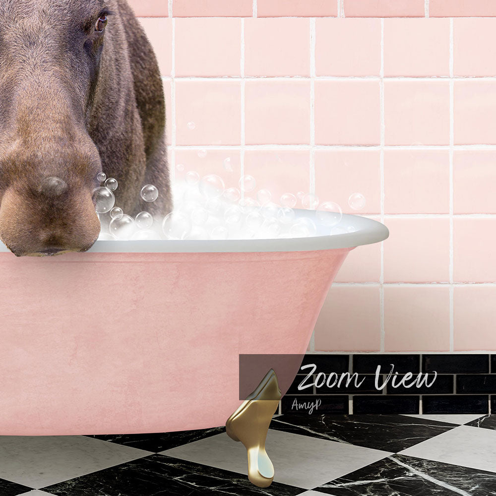 Moose in Pink Get Naked Bath