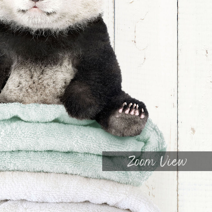 Baby Panda on Folded Towels - Farmhouse Wall