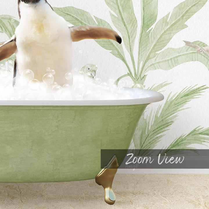 Penguins Playing in Safari Bath