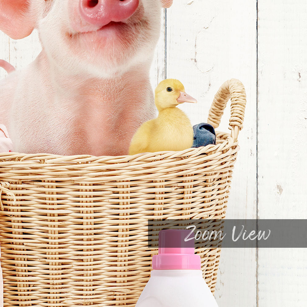 Baby Piglet and Friends in Laundry Basket - Farmhouse Wall