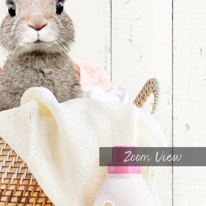 Baby Rabbit in Laundry Basket - Farmhouse Wall