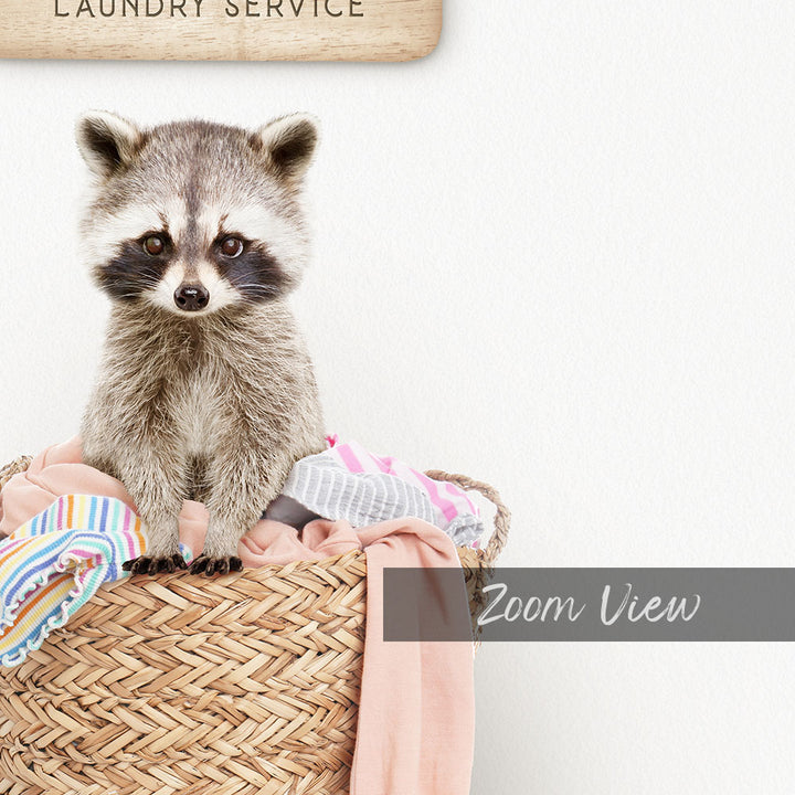 Raccoon in Laundry Basket - Scandi Floor