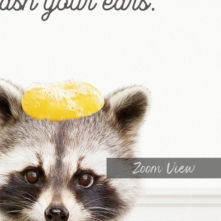 Raccoon "Wash yer face" - Bathroom Simple White
