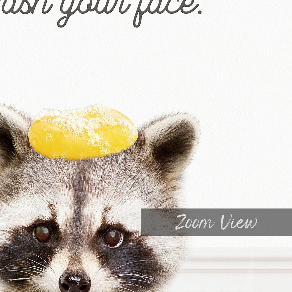Raccoon "Wash yer face" - Bathroom Simple White