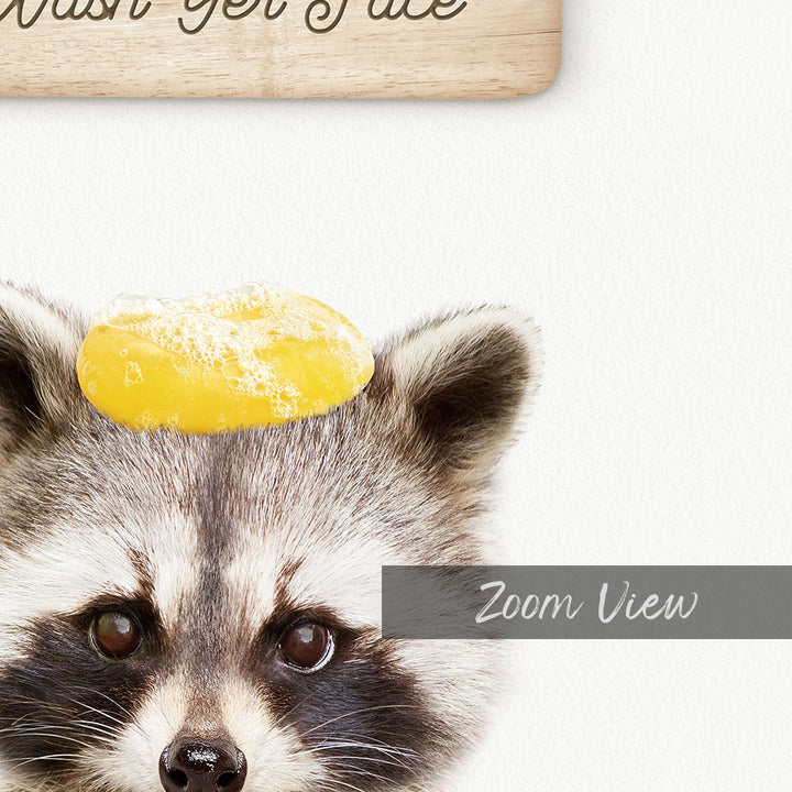Raccoon "Wash yer face" - Bathroom Cottage White