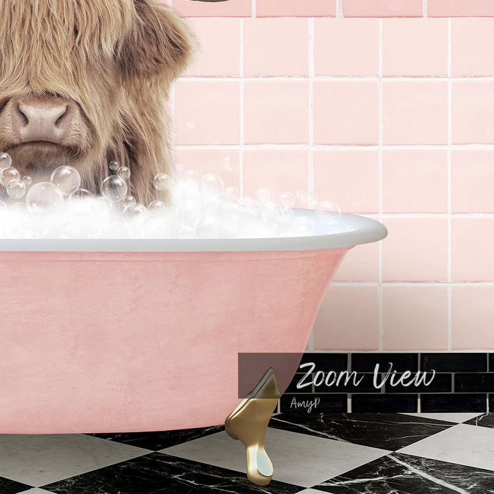 Highland Cow "Randall" in Pink Get Naked Bath
