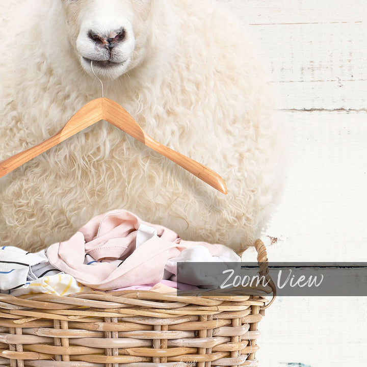 Sheep in Laundry Basket with Hanger - Farmhouse Wall Funny Sayings