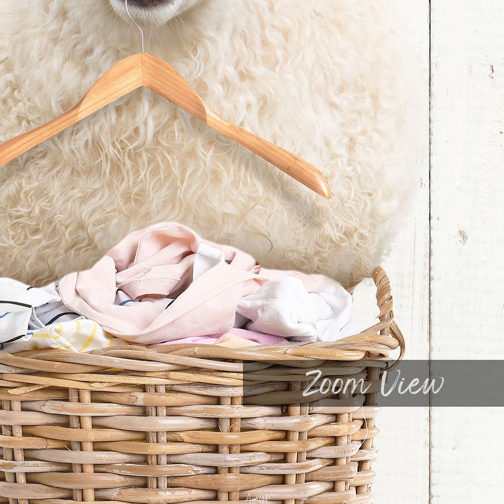 Sheep On Laundry Basket With Clothes Hanger - Farmhouse Wall
