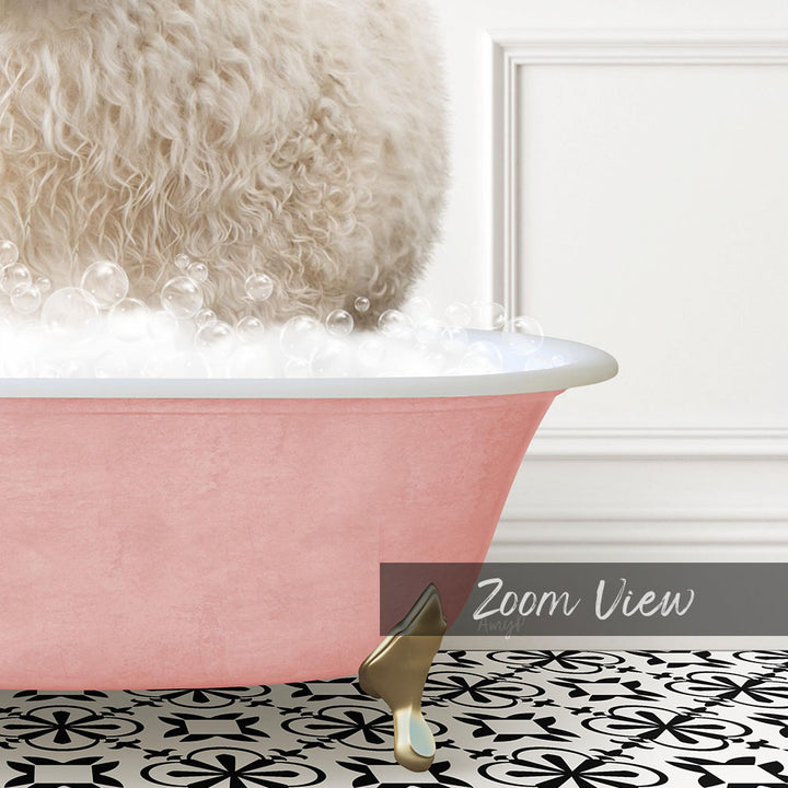 Sheep in Stencil Tile with Pink Bathtub Bath