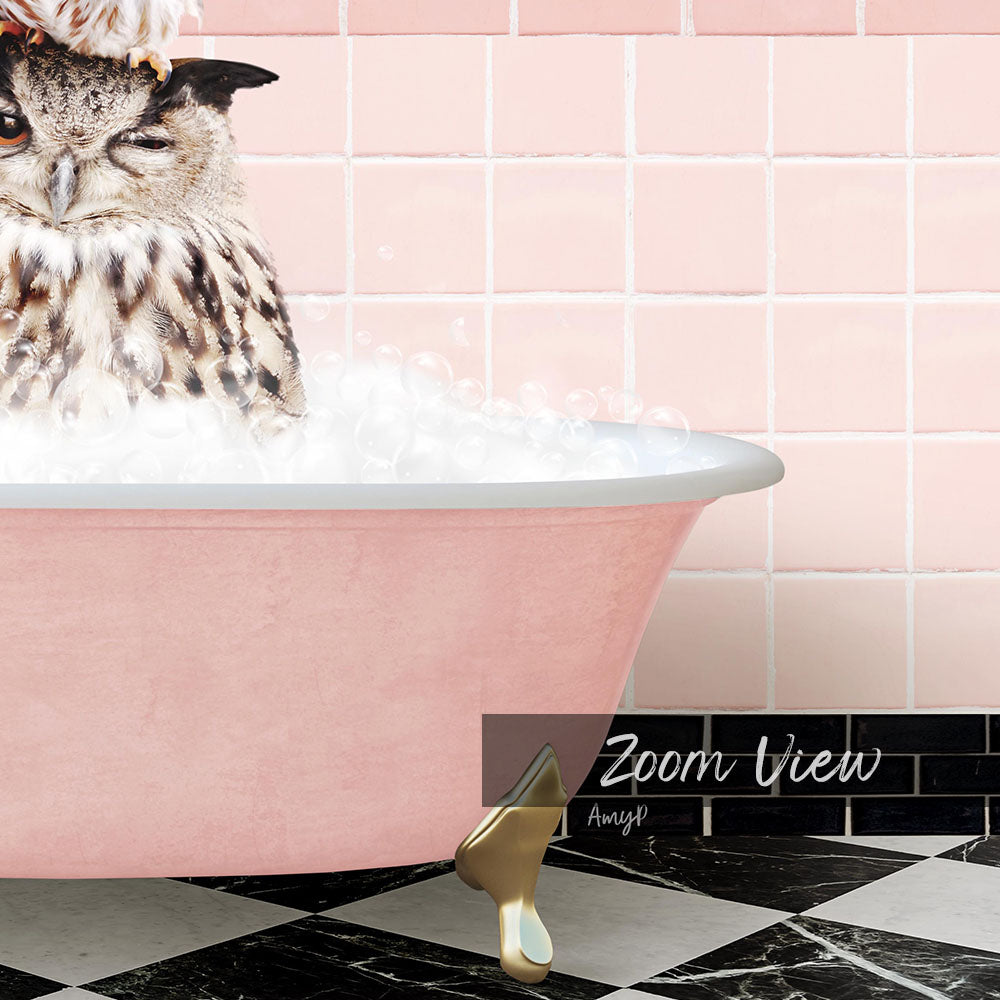 Stacked Owls in Pink Get Naked Bath