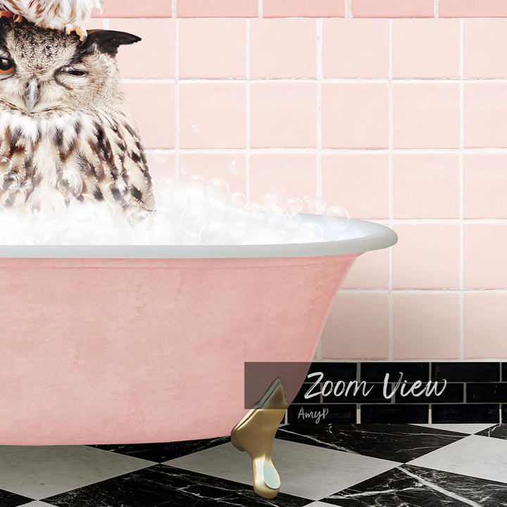 Stacked Owls in Pink Get Naked Bath