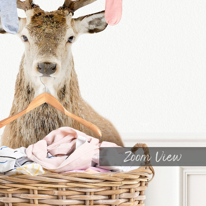 Deer In Laundry Basket "I Herd It's Laundry Day" Socks and Hanger