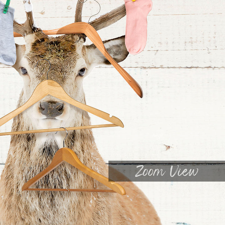 Deer with Socks and Hangers - Farmhouse Wall Funny Sayings