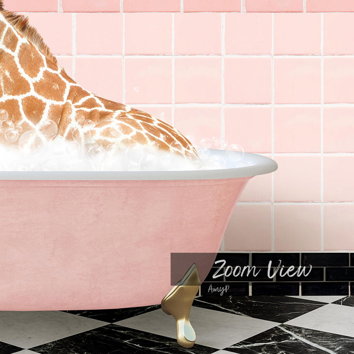 Tall Giraffe in Pink Get Naked Bath