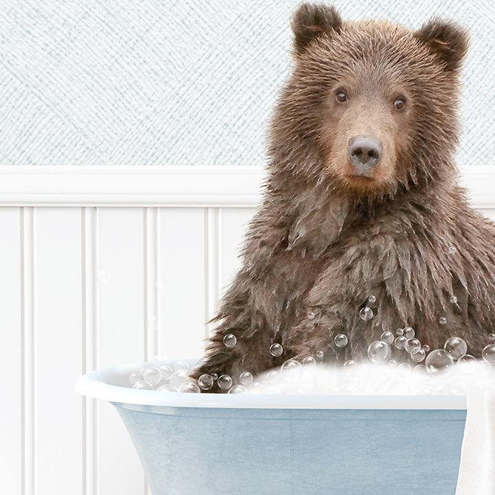 Bear in Cottage Blue Bath