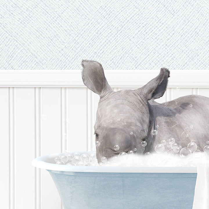 Baby Rhino in Cottage Blue Bath