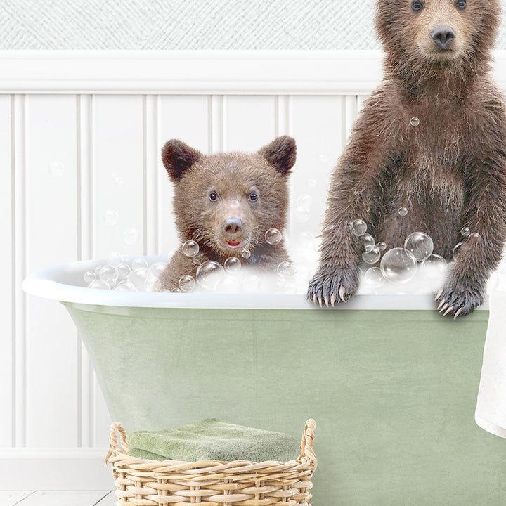 Three Bear Cubs in Cottage Green Bath