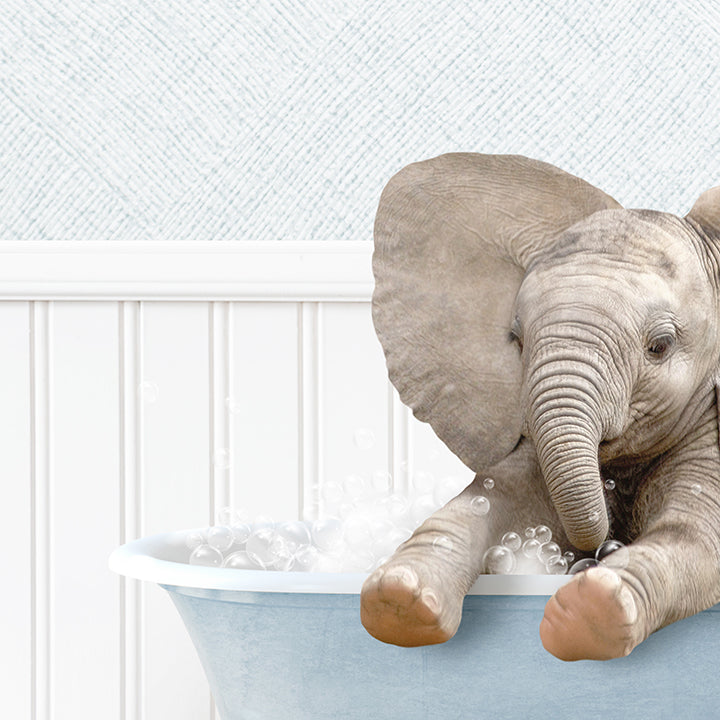 Baby Elephant No6 in Cottage Blue Bath