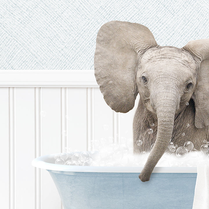 Baby Elephant No4 in Cottage Blue Bath