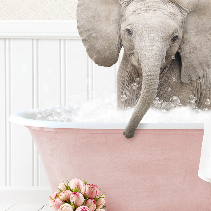 Baby Elephant No4 in Cottage Pink Bath