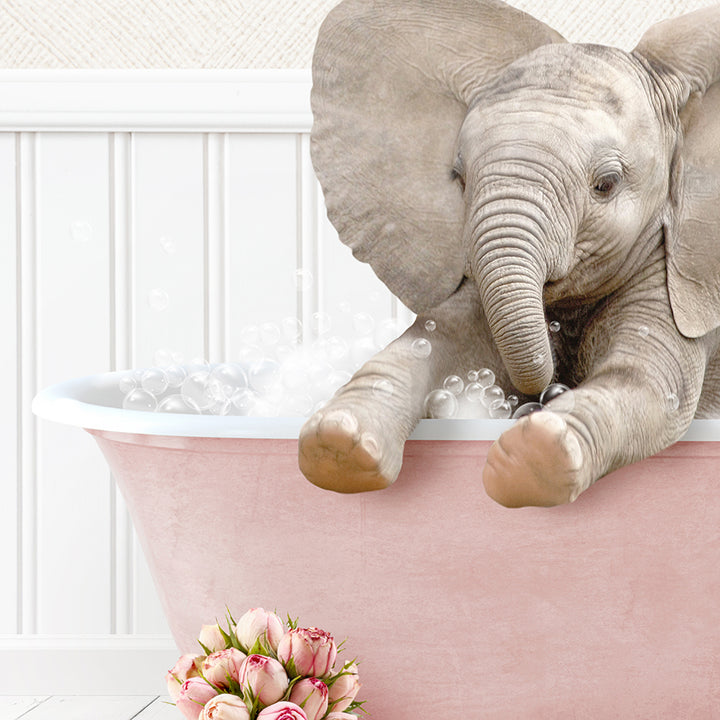 Baby Elephant No6 in Cottage Pink Bath