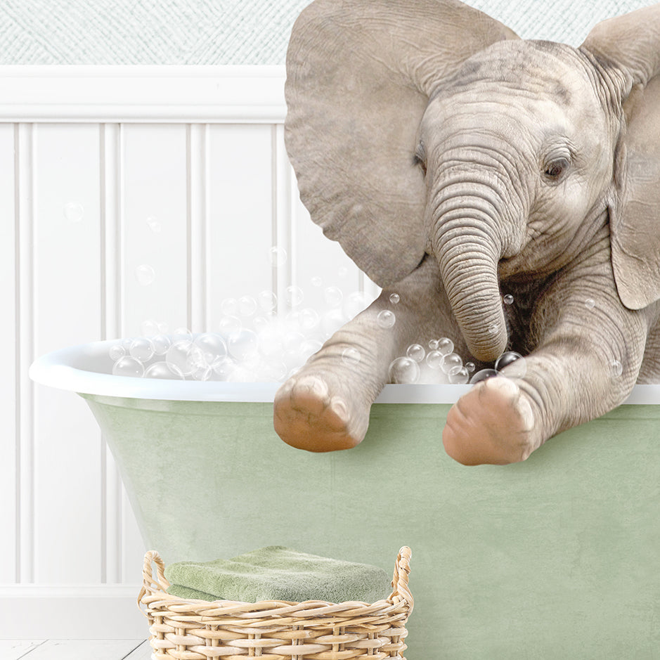 Baby Elephant No6 in Cottage Green Bath