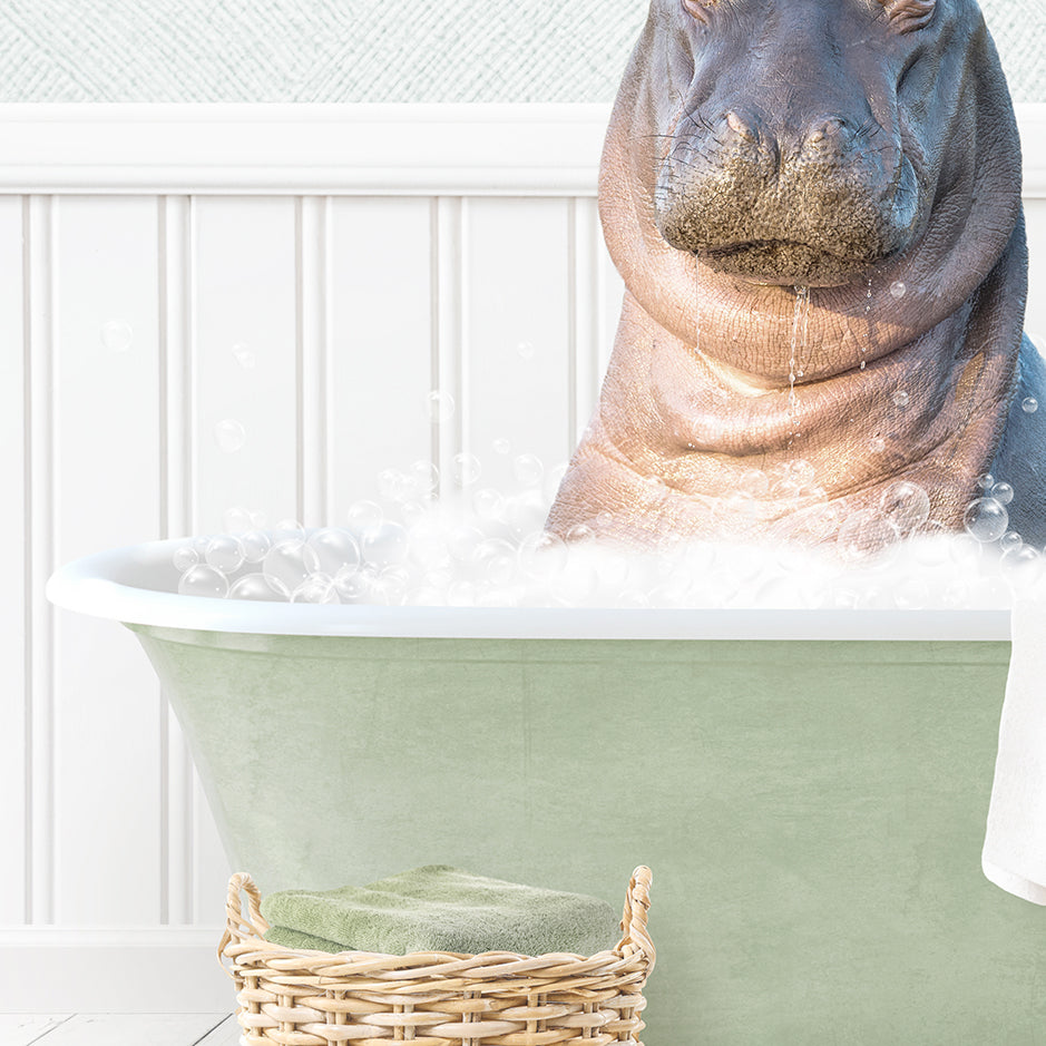 Baby Hippo in Cottage Green Bath