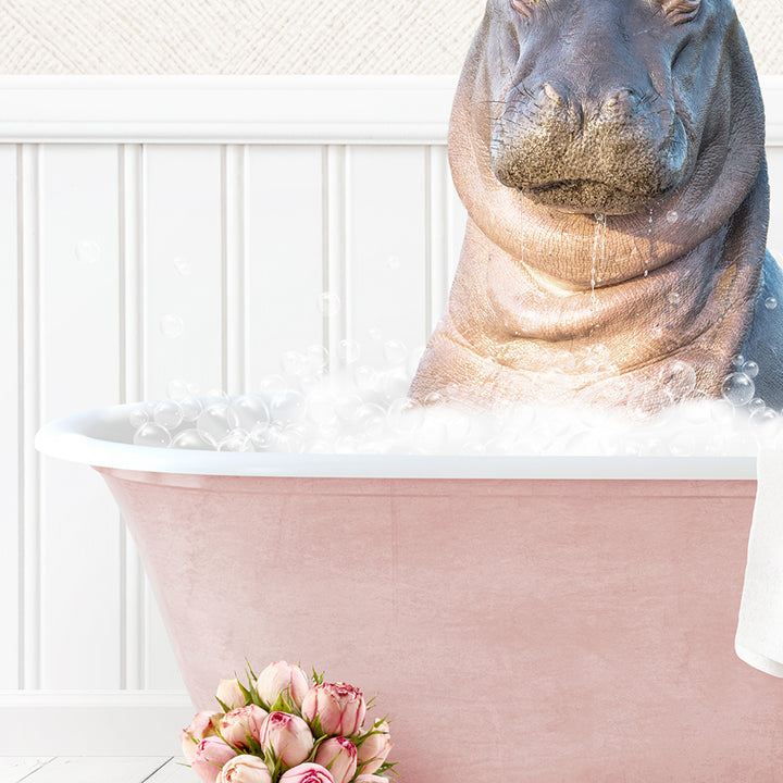 Baby Hippo in Cottage Pink Bath