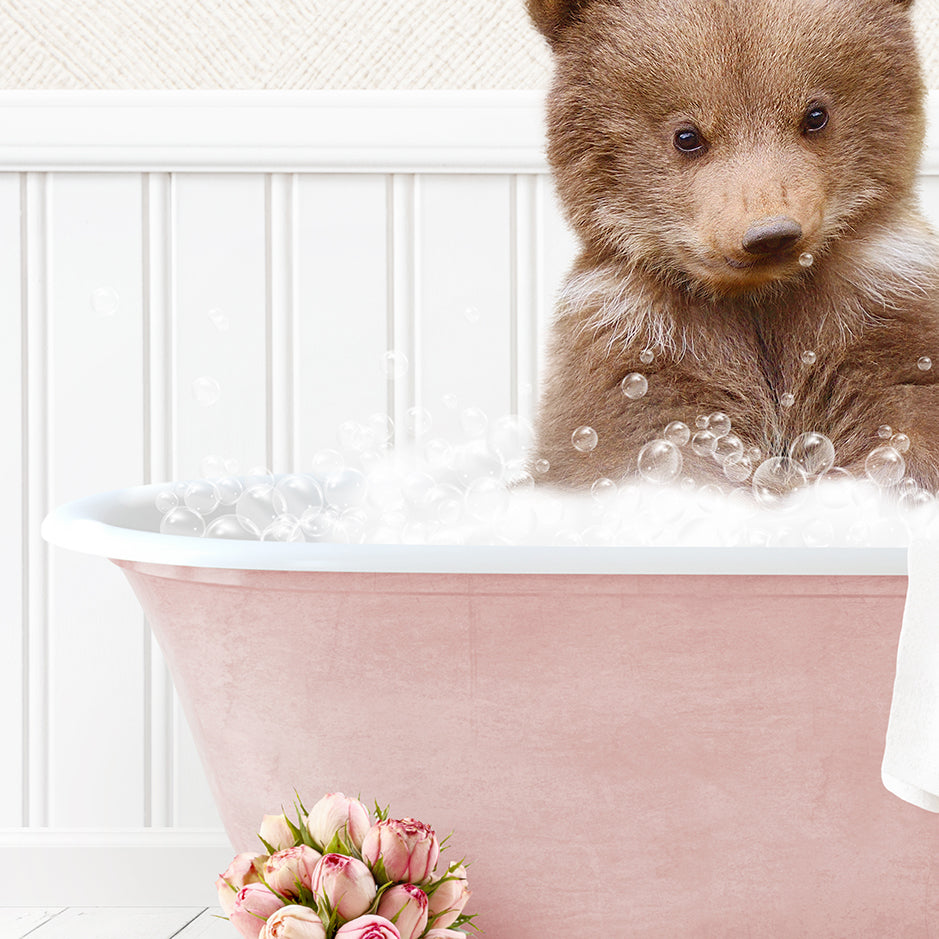 Bear Cub in Cottage Pink Bath